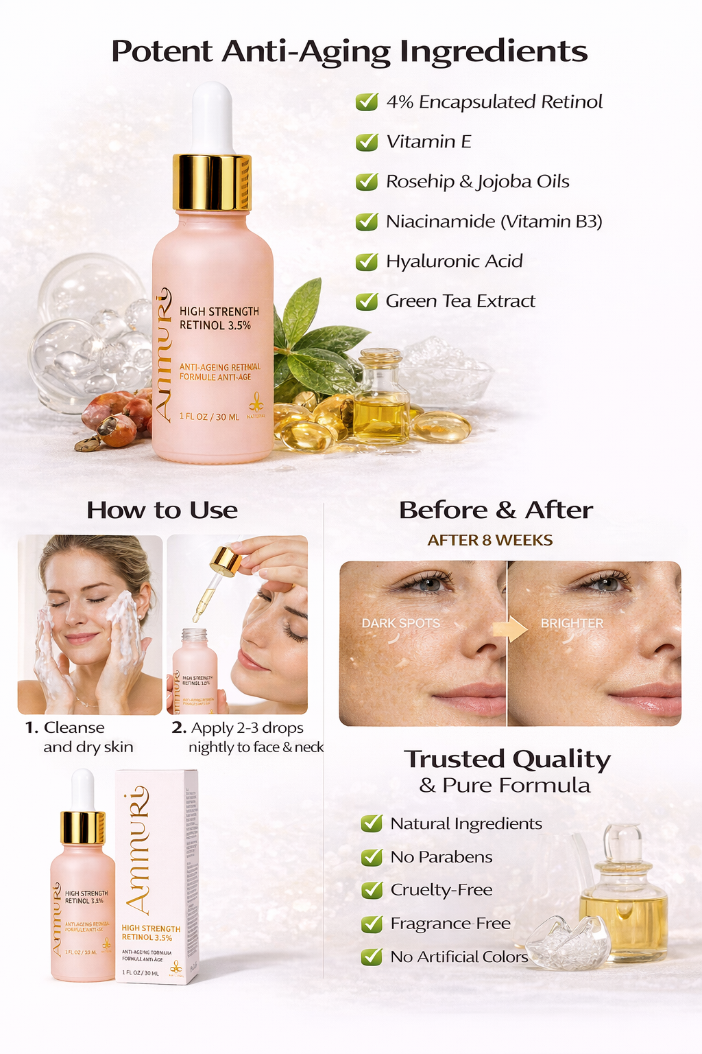 Retinol 3.5% Anti-Ageing Serum for Wrinkles & Skin Firming | Ammuri-1