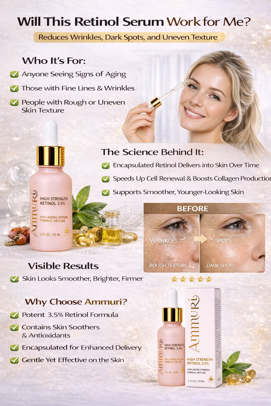 Retinol 3.5% Anti-Ageing Serum for Wrinkles & Skin Firming | Ammuri-3