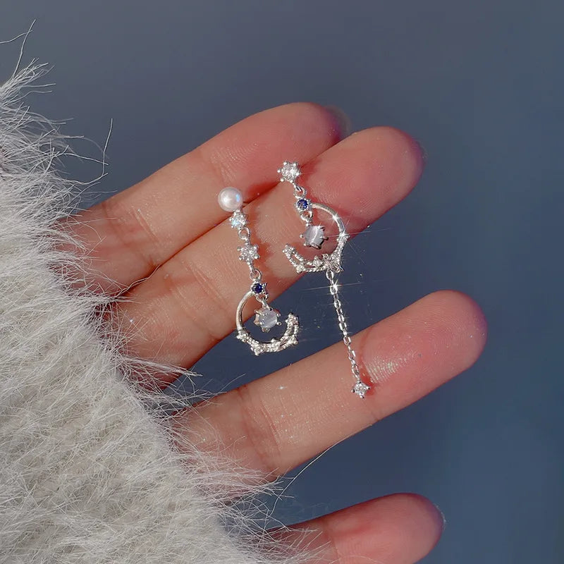 2023 New Fashion Sweet Heart Red Drop Earrings for Women Korean Crystal Long Chain Tassel Earrings Party Wedding Jewelry Brincos