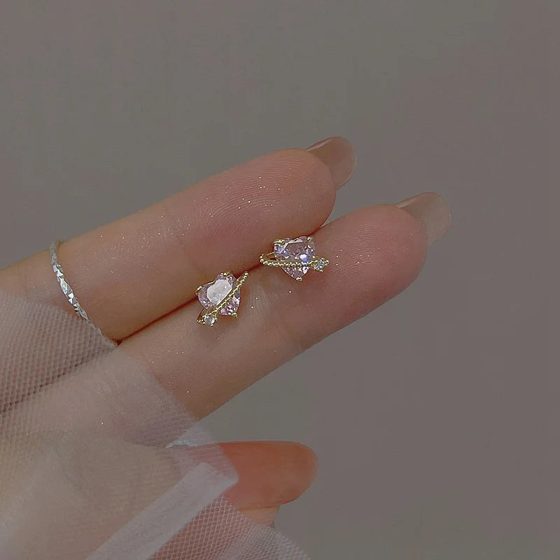 2023 New Fashion Sweet Heart Red Drop Earrings for Women Korean Crystal Long Chain Tassel Earrings Party Wedding Jewelry Brincos