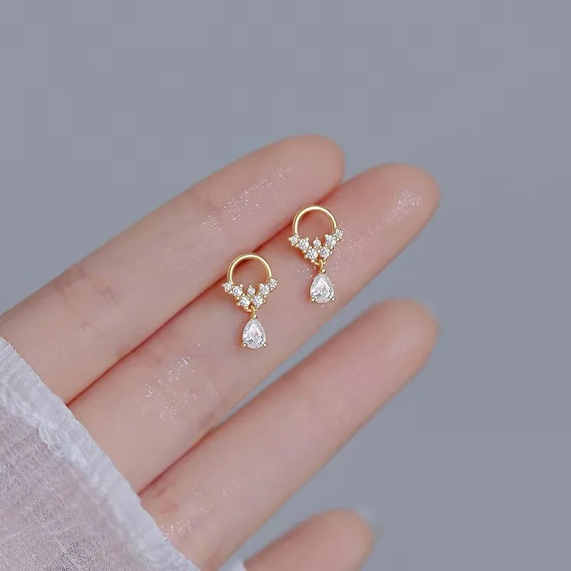 2023 New Fashion Sweet Heart Red Drop Earrings for Women Korean Crystal Long Chain Tassel Earrings Party Wedding Jewelry Brincos