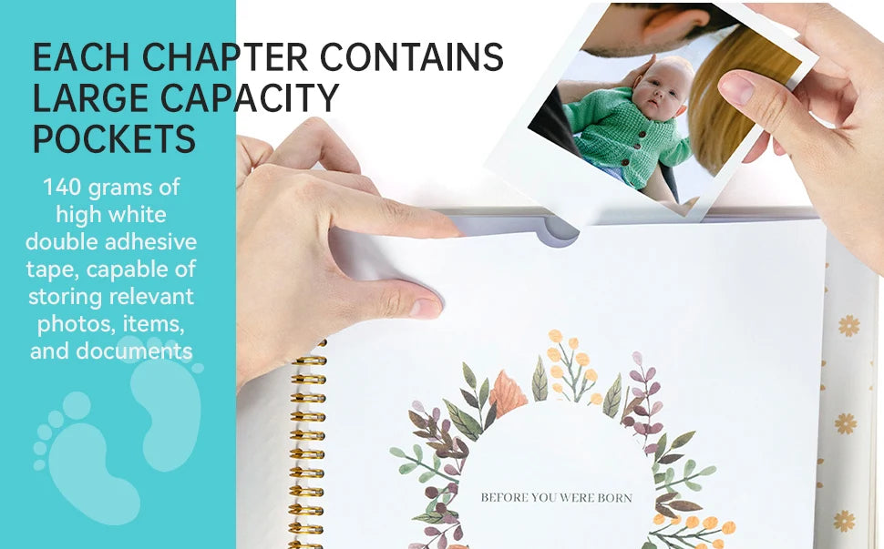 Baby Pregnancy Memory Book DIY Family Kids Record Growth Photo Album First Year Scrapbook Album Baby Memory Book For New Parents