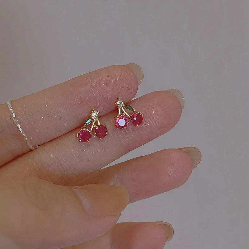 2023 New Fashion Sweet Heart Red Drop Earrings for Women Korean Crystal Long Chain Tassel Earrings Party Wedding Jewelry Brincos