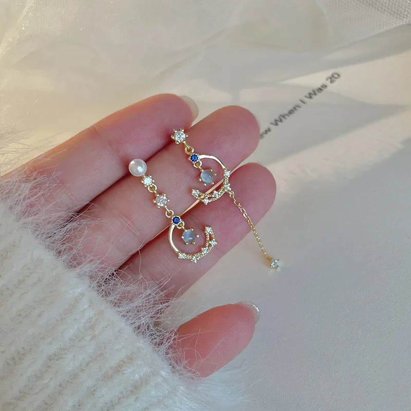 2023 New Fashion Sweet Heart Red Drop Earrings for Women Korean Crystal Long Chain Tassel Earrings Party Wedding Jewelry Brincos